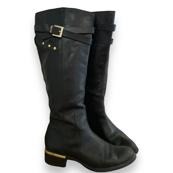 Franco Sarto Lea Celeste Black Leather Tall Riding Boots Size 7 #C3135L1001 - Picture 3 of 15